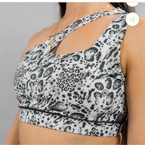 Leopard Print Cutout off shoulder Sports Bra
